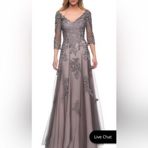 La Femme Gray Maxi Dress